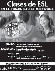 Learn to speak English. Rockwood ESL Classes this fall. Sign-up Sep 2nd & 9th, 2010 9AM-6PM. Classes begin Sep 20, 2010. Info here.