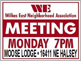 Watch for these red & white Meeting Signs the week before our meeting.