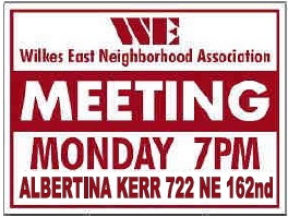 Watch for these red & white Meeting Signs the week before our meeting.